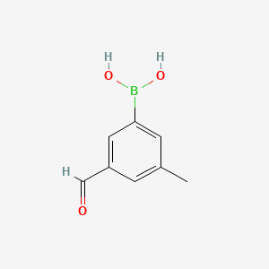 Chemical structure of 3-Formyl-5-methylphenylboronic acid(contains varying amounts of Anhydride)