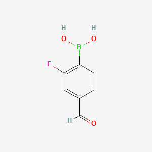 Chemical structure of 2-Fluoro-4-formylbenzeneboronic acid