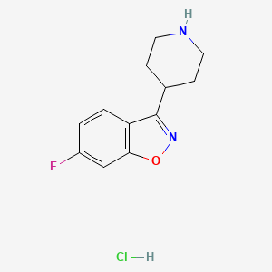 Chemical structure of 6-Fluoro-3-(4-piperidinyl)-1,2-benzisoxazole Hydrochloride