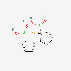 Chemical structure of 1,1'-Ferrocenediboronic Acid (contains varying amounts of Anhydride)