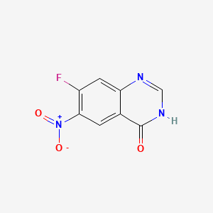 Chemical structure of 7-Fluoro-6-nitroquinazolin-4(1H)-one
