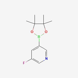 Chemical structure of 3-Fluoro-5-(tetramethyl-1,3,2-dioxaborolan-2-yl)pyridine