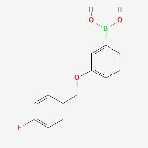 Chemical structure of 3-(4′-Fluorobenzyloxy)phenylboronic acid(contains varying amounts of Anhydride)
