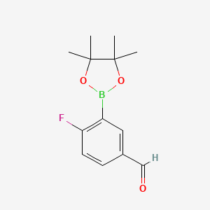 Chemical structure of 2-Fluoro-5-formylphenylboronic acid pinacol ester