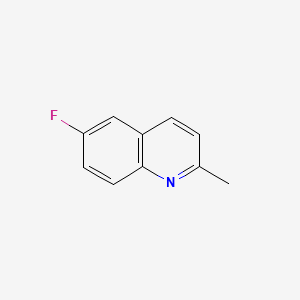 Chemical structure of 6-Fluoro-2-methylquinoline