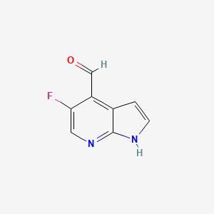 Chemical structure of 5-Fluoro-1H-pyrrolo[2,3-b]pyridine-4-carbaldehyde