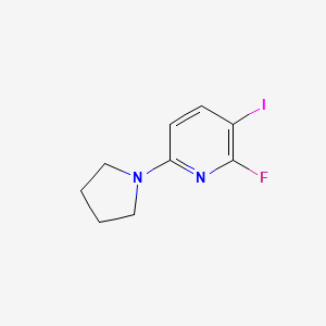 Chemical structure of 2-Fluoro-3-iodo-6-(pyrrolidin-1-yl)pyridine