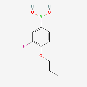 Chemical structure of 3-Fluoro-4-propoxyphenylboronic acid(contains varying amounts of Anhydride)