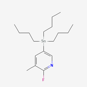 Chemical structure of 2-Fluoro-3-methyl-5-(tributylstannyl)pyridine