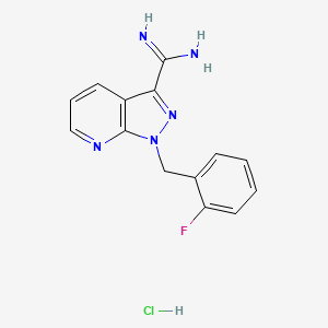 Chemical structure of 1-(2-fluoro-benzyl)-1h-pyrazolo[3,4-b]pyridine-3-carboxamidine hydrochloride
