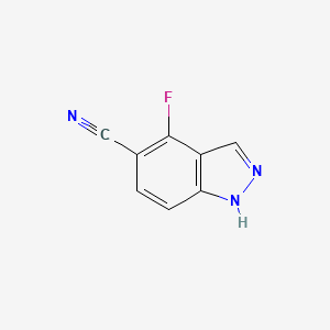 Chemical structure of 4-fluoro-1H-indazole-5-carbonitrile