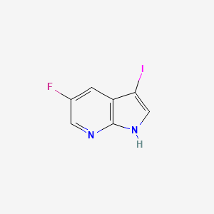 Chemical structure of 5-fluoro-3-iodo-1H-pyrrolo[2,3-b]pyridine
