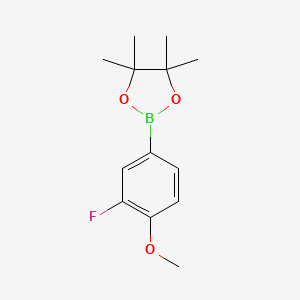 Chemical structure of 3-Fluoro-4-methoxyphenylboronic acid, pinacol ester