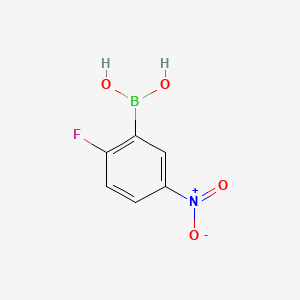 Chemical structure of 2-Fluoro-5-nitrophenylboronic acid(contains varying amounts of Anhydride)