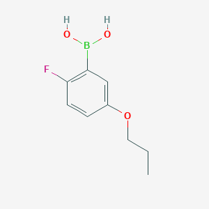Chemical structure of 2-Fluoro-5-propoxyphenylboronic acid (contains varying amounts of Anhydride)