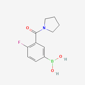 Chemical structure of 4-Fluoro-3-(pyrrolidine-1-carbonyl)phenylboronic acid