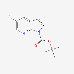 Chemical structure of 5-Fluoro-pyrrolo[2,3-b]pyridine-1-carboxylic acid tert-butyl ester