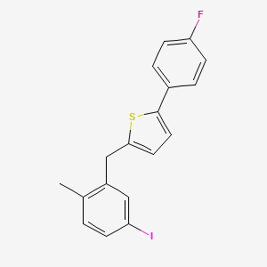 Chemical structure of 2-(4-Fluorophenyl)-5-[(5-iodo-2-methylphenyl)methyl]thiophene