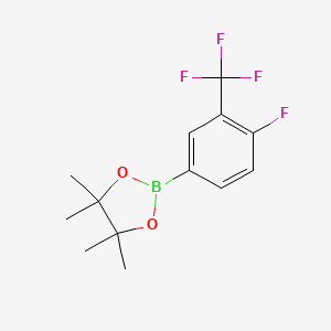 Chemical structure of 4-Fluoro-3-(trifluoromethyl)phenylboronic acid pinacol ester