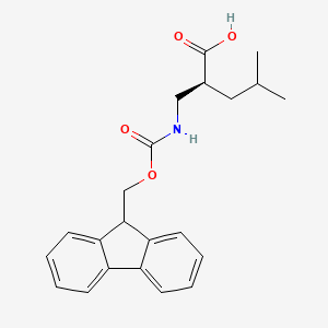 Chemical structure of Fmoc-(S)-2-(aminomethyl)-4-methylpentanoic acid