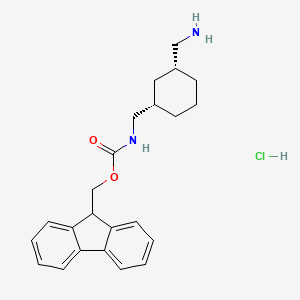 Chemical structure of Fmoc-1,3-cis-diaminomethyl-cyclohexane hydrochloride