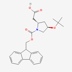 Chemical structure of Fmoc-O-t-butyl-L-beta-homohydroxy-proline