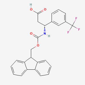Chemical structure of Fmoc-(R)-3-amino-3-(3-trifluoromethylphenyl)propionic acid