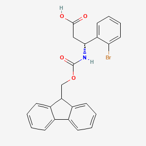 Chemical structure of Fmoc-(R)-3-amino-3-(2-bromophenyl)propionic acid