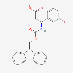 Chemical structure of Fmoc-(R)-3-amino-3-(3-fluorophenyl)propionic acid