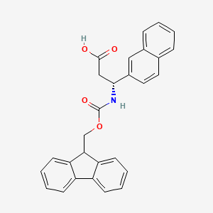 Chemical structure of Fmoc-(R)-3-amino-3-(2-naphthyl)propionic acid