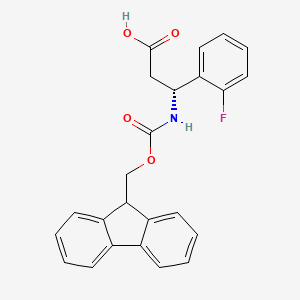 Chemical structure of Fmoc-(R)-3-amino-3-(2-fluorophenyl)propionic acid