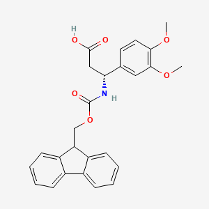 Chemical structure of Fmoc-(R)-3-amino-3-(3,4-dimethoxyphenyl)propionic acid