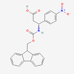 Chemical structure of Fmoc-(R)-3-amino-3-(4-nitrophenyl)propionic acid