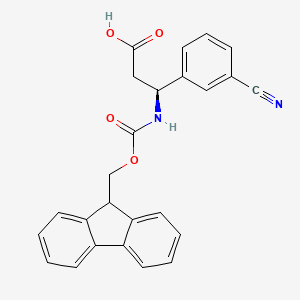 Chemical structure of Fmoc-(S)-3-amino-3-(3-cyanophenyl)propionic acid