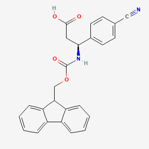 Chemical structure of Fmoc-(S)-3-amino-3-(4-cyanophenyl)propionic acid