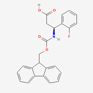 Chemical structure of Fmoc-(S)-3-amino-3-(2-fluorophenyl)propionic acid