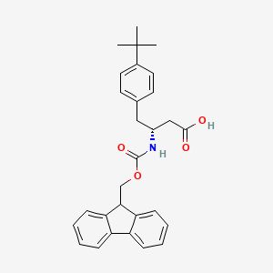 Chemical structure of Fmoc-(R)-3-amino-4-(4-tertbutylphenyl)butyric acid