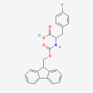 Chemical structure of Fmoc-4-fluoro-DL-phenylalanine