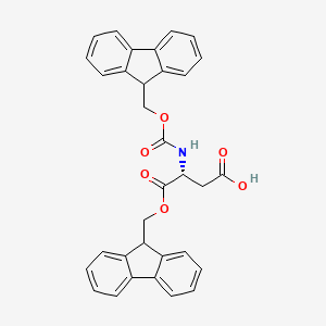 Chemical structure of Fmoc-D-aspartic acid alpha-9-fluorenylmethyl ester