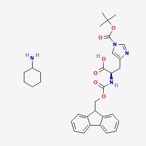 Chemical structure of Fmoc-Nim-Boc-D-histidine cyclohexylammonium salt