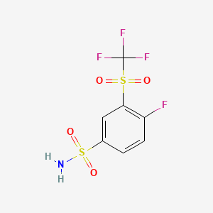 Chemical structure of 4-Fluoro-3-[(trifluoromethyl)sulfonyl]benzenesulfonamide