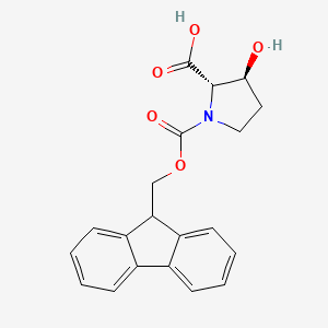 Chemical structure of Fmoc-(2S,3S)-3-hydroxypyrrolidine-2-carboxylicacid