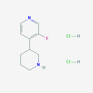 Chemical structure of 3-Fluoro-4-(piperidin-3-yl)pyridine dihydrochloride