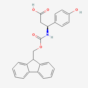 Chemical structure of Fmoc-(S)-3-amino-3-(4-hydroxyphenyl)propionic acid