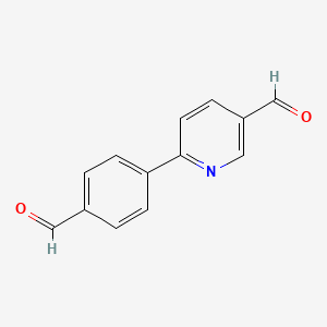 Chemical structure of 6-(4-Formylphenyl)nicotinaldehyde