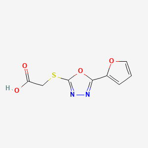 Chemical structure of {[5-(2-furyl)-1,3,4-oxadiazol-2-yl]thio}acetic acid