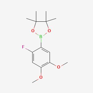 Chemical structure of 2-Fluoro-4,5-dimethoxyphenylboronic acid, pinacol ester