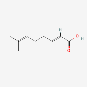 Chemical structure of 3,7-Dimethylocta-2,6-dienoic acid
