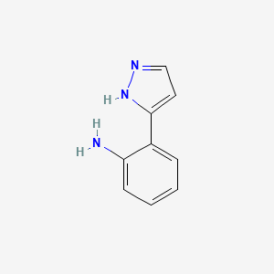 Chemical structure of 2-(1H-Pyrazol-5-yl)aniline