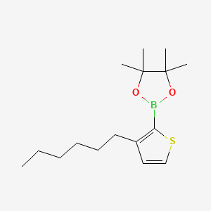 Chemical structure of 3-Hexyl-2-(4,4,5,5-tetramethyl-1,3,2-dioxaborolan-2-yl)thiophene